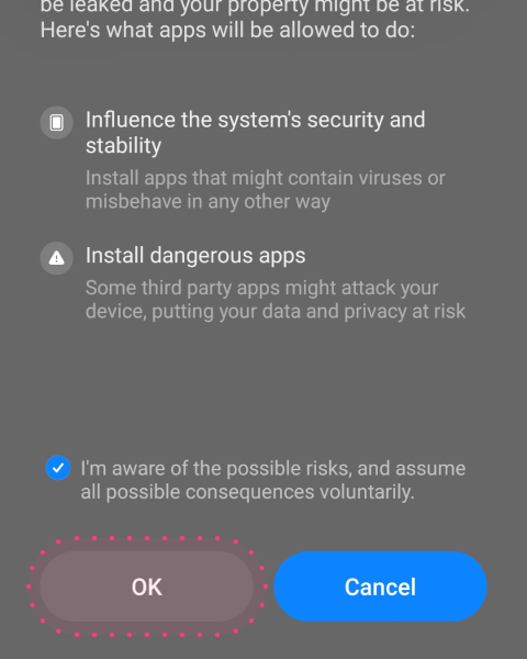 Install apps from unknown sources